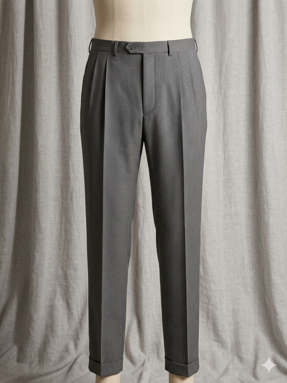 Lauren Ralph Lauren Men’s Gray Houndstooth Pleated Dress Pants Pockets 40x32